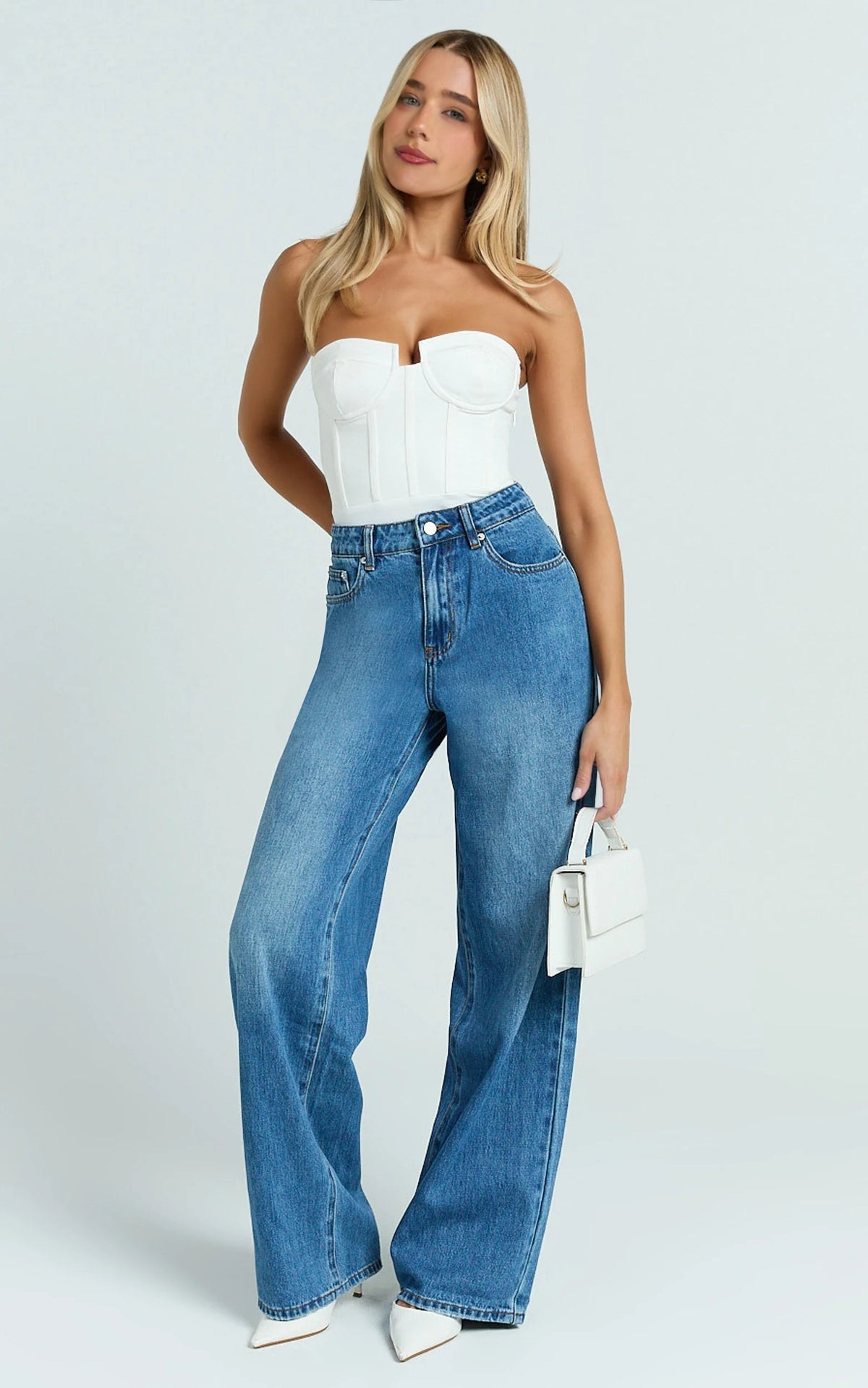 Sweetheart Paneled White Bodysuit