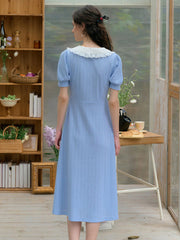 Bonnie Contrast Bow Lace Doll Neck Dress