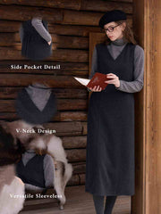 Emmie V-Neck Wool Sleeveless Dress