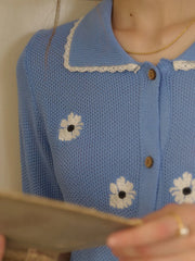 Cora Round Neck Embroidery Cardigan