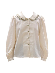 Maren Peter Pan Collar Floral Embroidery Blouse - Apricot