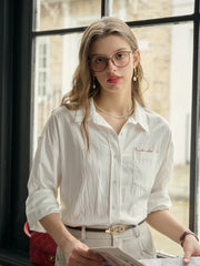 Estrella Classic Lapel Contrast SR Logo Embroidered Pocket Shirt - Yellow