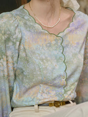 Nicole Wavy collar Floral Blouse