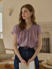 Angela V-Neck 100% Ramie Blouse