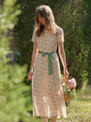 Janelle Round Neck Accordion Pleats Dress