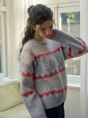 Kimora Ribbed Round Neck Constrasting Sweater