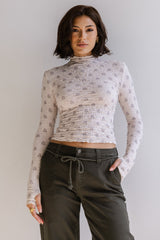 Winnie Floral Crinkle Top in Ivory