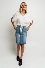 Alma Smocked Blouse in White