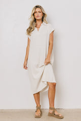 Elisa Striped Maxi Dress in Tan