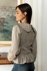 Kristy Smocked Blouse in Beige