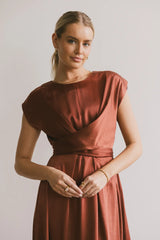 Rosalind Midi Dress in Rust