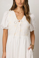 Jozette Floral Midi Dress in Off White