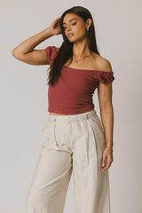 Ace Ribbed Top in Berry