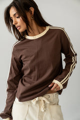 Romy Striped Top in Brown
