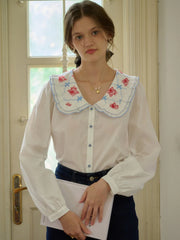 Irina Simple Lace Collar Blouse
