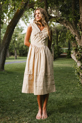 Louie Collared Midi Dress in Taupe