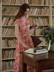 Adalyn Wavy Neck Floral 100% Cotton Dress