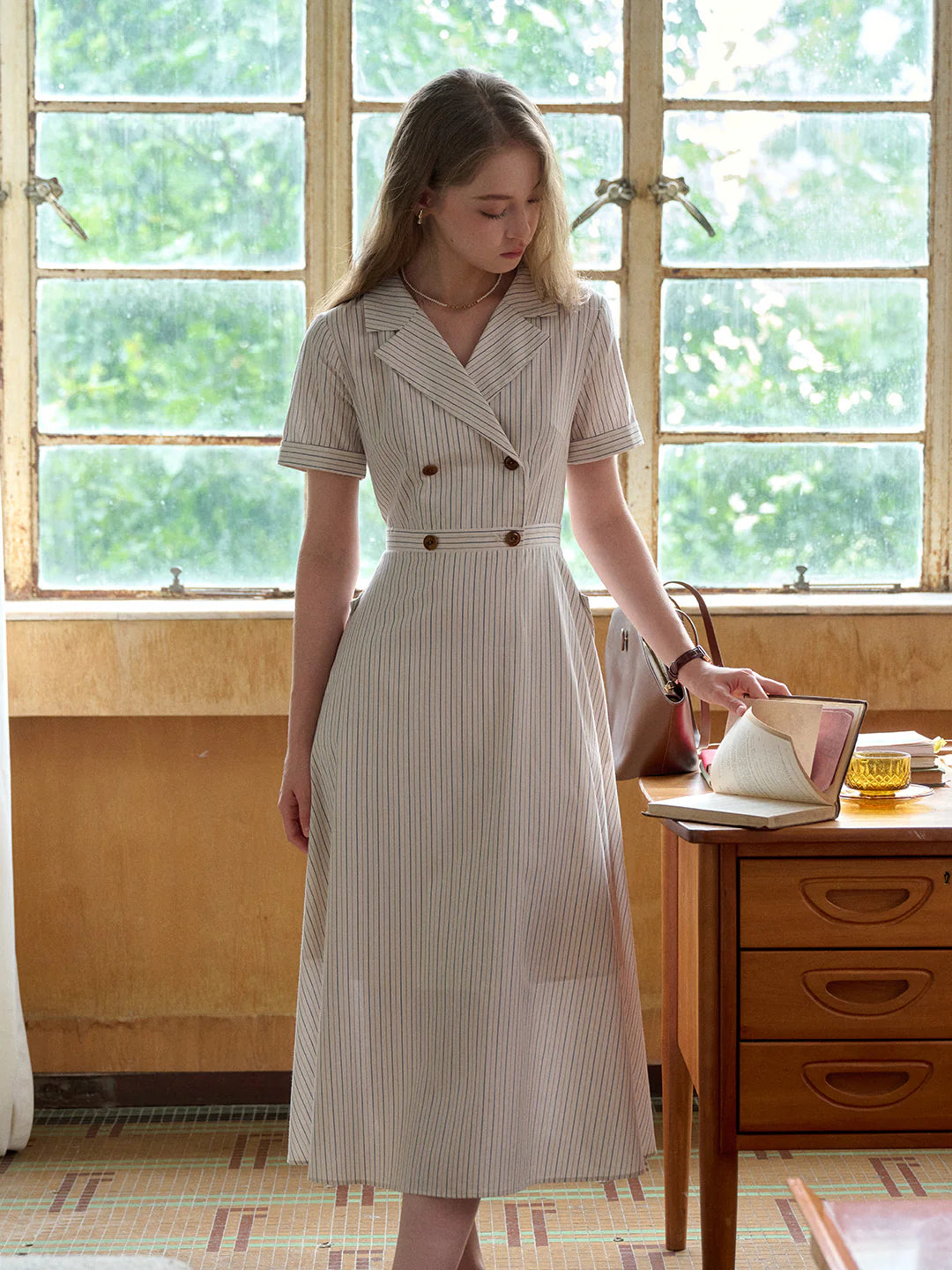 Catalina V-Neck French Stripes Dress