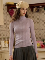 Ariana Solid Color Turtleneck Slim Fit Knitted Top