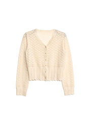 Raelyn V-Neck Texture Cotton Cardigan