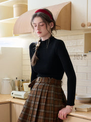 Amanda Ruffle Collar 100% Wool Sweater