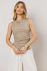 Collins Ribbed Top in Taupe