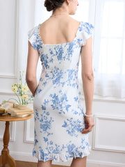 Julieta Ruffle Sleeve Slim Dress