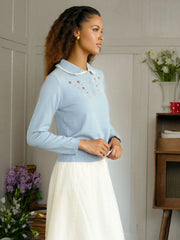 Martha Peter Pan Collar Embroidery Sweater
