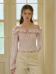 Emmeline Retro V-Neck Trim Contrasting Blouse