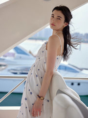 Marina Shell Embroidered Cotton Slip Dress