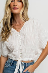 Alma Smocked Blouse in White