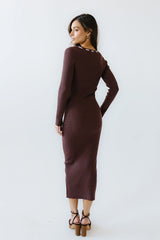 Janet Ribbed Maxi Dress in Brown