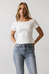Hannah Lettuce Edge Top in White