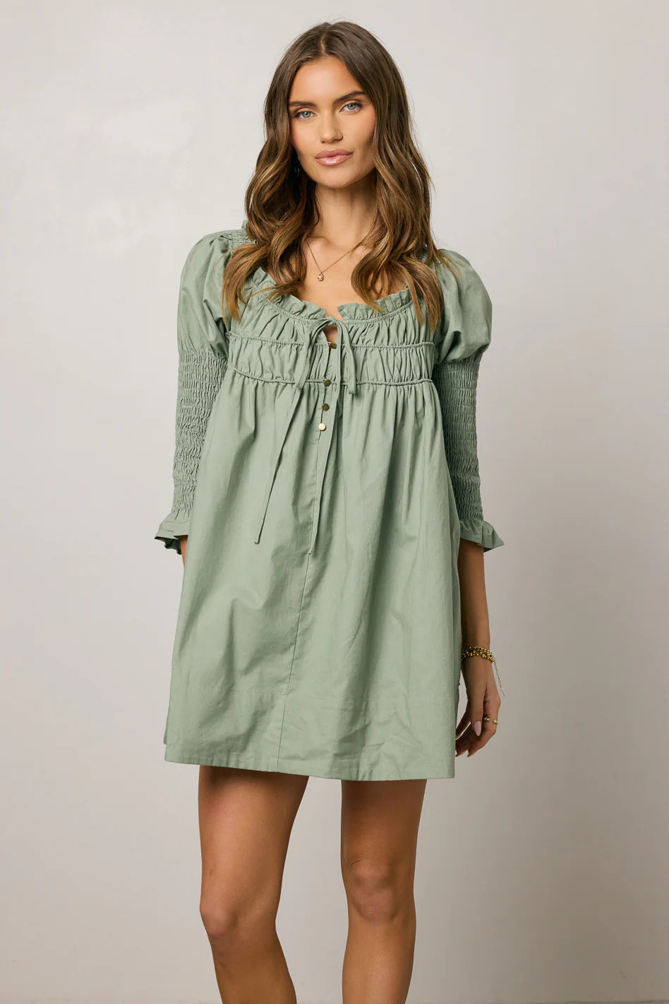 Nolan Babydoll Dress in Sage