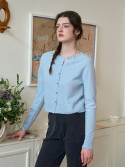 Dayana Round Neck 100% Wool Cardigan