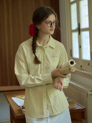 Estrella Classic Lapel Contrast SR Logo Embroidered Pocket Shirt - Yellow