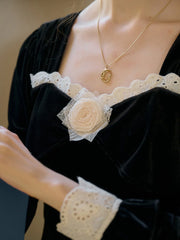 Valentina Square Collar Rose Dress