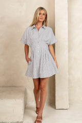 Erica Button Front Mini Dress in White
