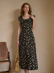 Ingrid Round Neck Ruffle Sleeve Dress