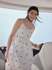 Marina Shell Embroidered Cotton Slip Dress