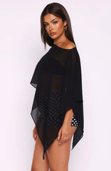 Feeling The Vibe Poncho Top Black