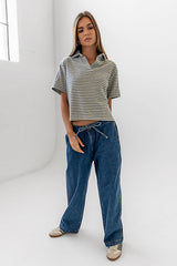 Lucca Striped Top in Grey