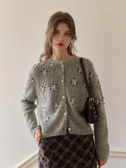 Siena Round Neck Hollow Embroidery Cardigan