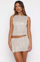 Daring Darling Sequin Mini Skirt Champagne