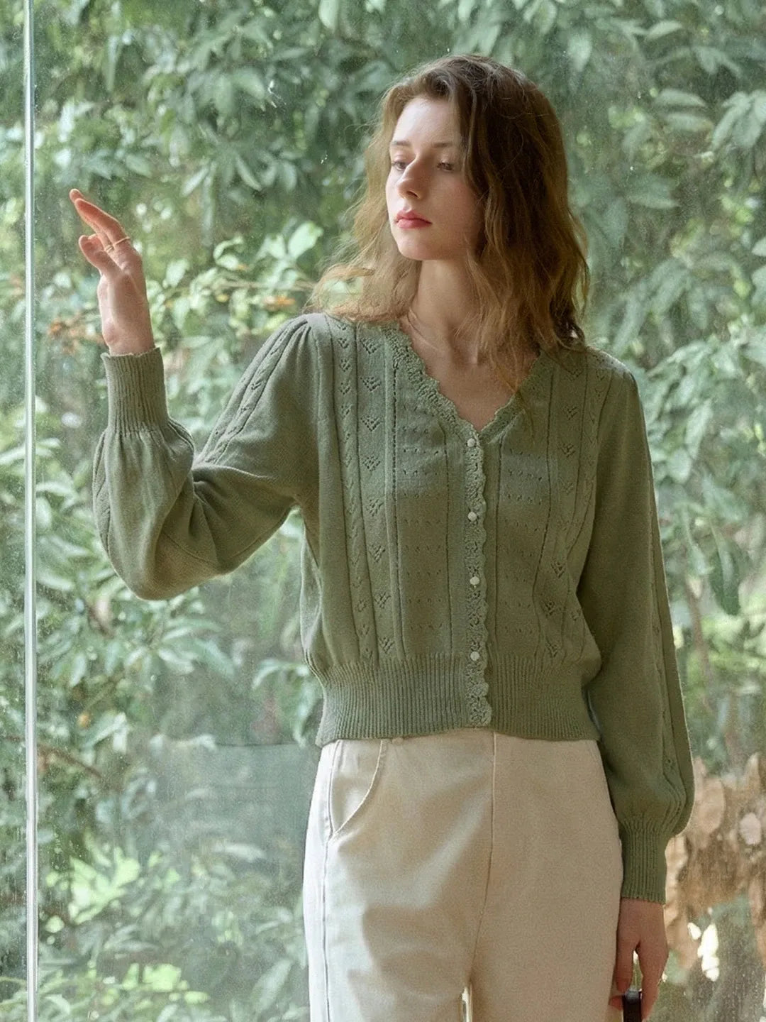 Livia V-Neck Hollow Cardigan