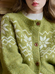 Cleo Round Neck Jacquard Cardigan