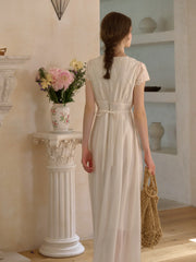 Reagan Wavy V-Neck Jacquard Lyocell Dress