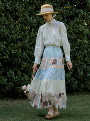 Aylin Mock Neck Embroidered White Shirt