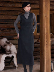 Emmie V-Neck Wool Sleeveless Dress