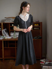 Dahlia Doll Neck Puff Sleeve Polka Dot Dress